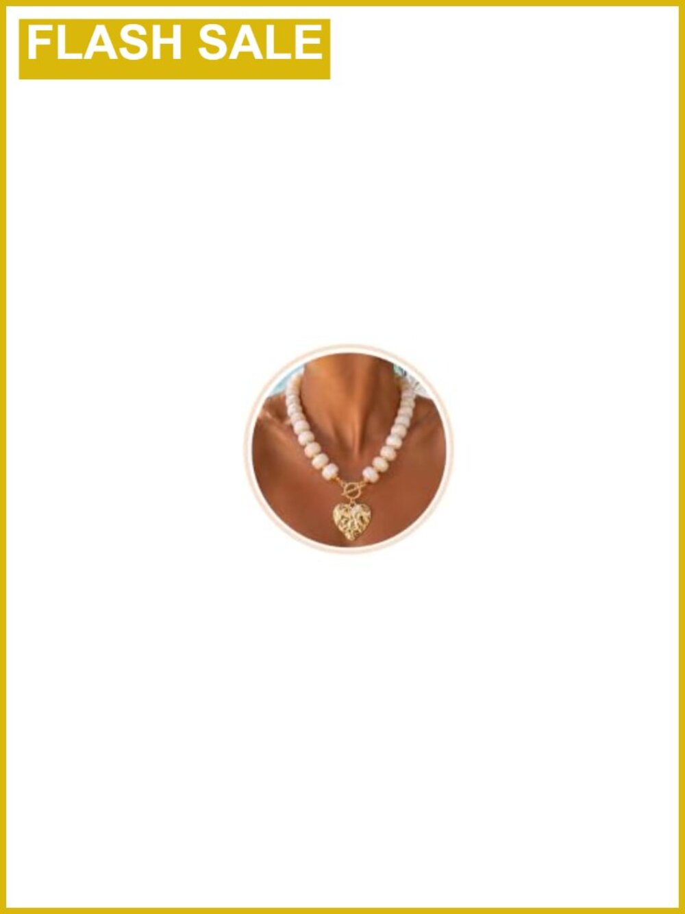 Chunky Beaded Statement Necklace with Gold Heart Cross Pendant